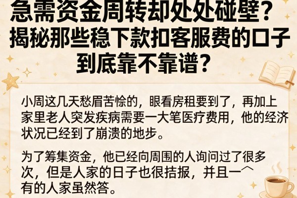 急需资金周转却处处碰壁？揭秘那些稳下款扣客服费的口子，到底靠不靠谱？