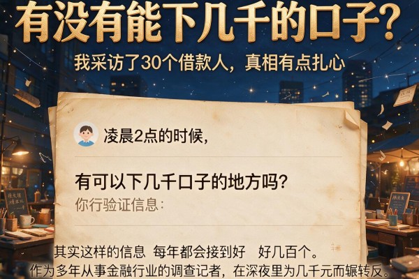 有没有能下几千的口子？我采访了30个借款人，真相有点扎心