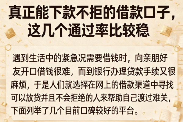 真正能下款不拒的借款口子，这几个通过率比较稳