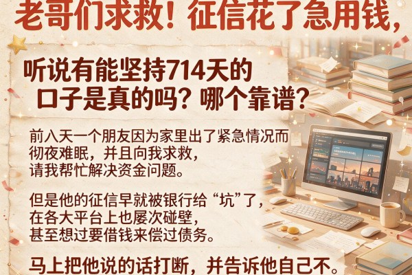 老哥们求救！征信花了急用钱，听说有能坚持714天的口子是真的吗？哪个靠谱？