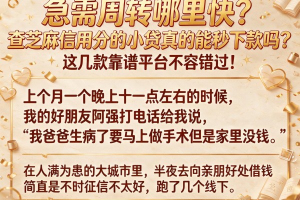 急需周转哪里快?查芝麻信用分的小贷真的能秒下款吗?这几款靠谱平台不容错过!