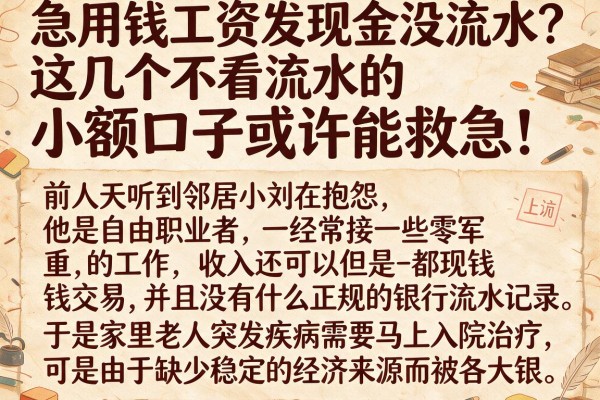 急用钱工资发现金没流水？这几个不看流水的小额口子或许能救急！