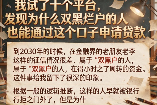 我试了十个平台，发现为什么双黑烂户的人也能通过这个口子申请贷款