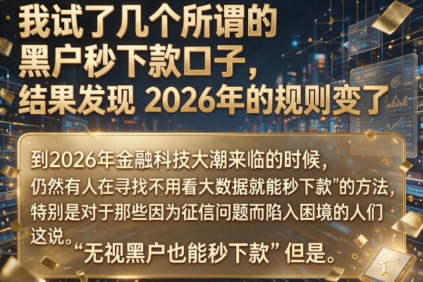我试了几个所谓的黑户秒下款口子,结果发现2026年的规则变了