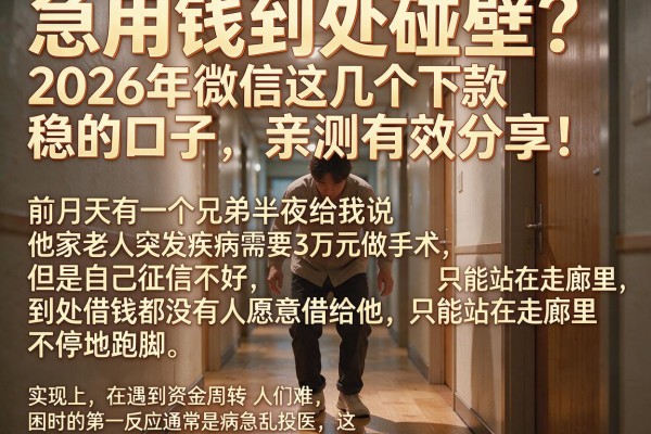 急用钱到处碰壁？2026年微信这几个下款稳的口子，亲测有效分享！