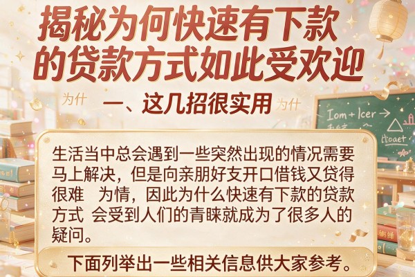 揭秘为何快速有下款的贷款方式如此受欢迎，这几招很实用