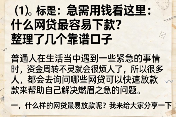 急需用钱看这里：什么网贷最容易下款？整理了几个靠谱口子