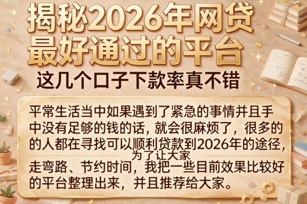 揭秘2026年网贷最好通过的平台，这几个口子下款率真不错