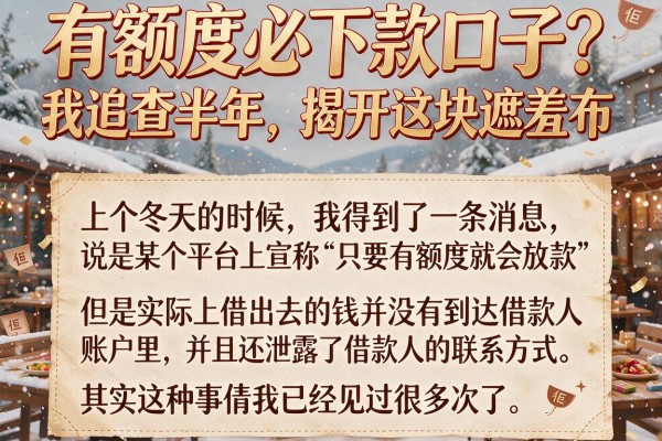有额度必下款口子？我追查半年，揭开这块遮羞布