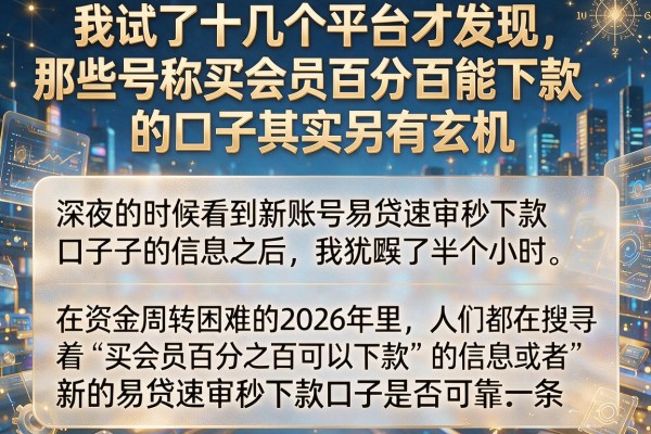 我试了十几个平台才发现，那些号称买会员百分百能下款的口子其实另有玄机