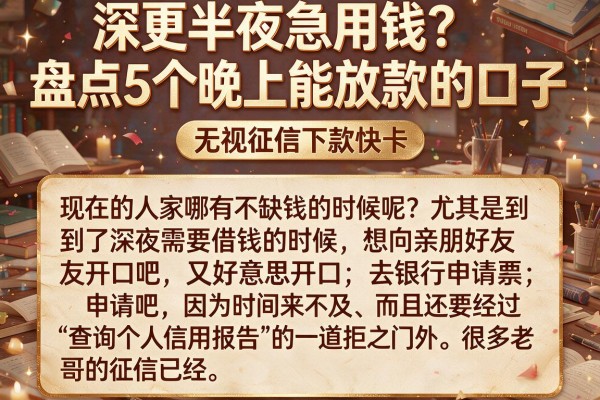 深更半夜急用钱？盘点5个晚上能放款的口子，无视征信下款快