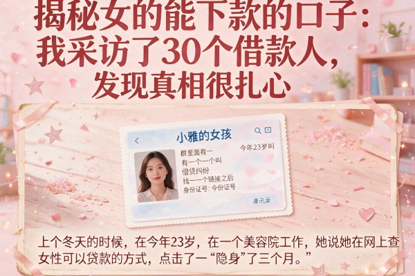 揭秘女的能下款的口子:我采访了30个借款人,发现真相很扎心