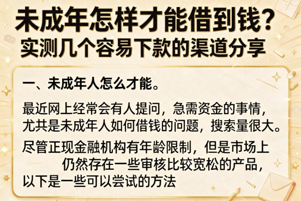 未成年怎样才能借到钱？实测几个容易下款的渠道分享