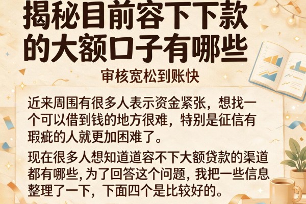 揭秘目前容下下款的大额口子有哪些，审核宽松到账快