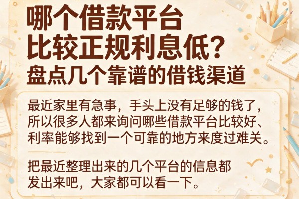 哪个借款平台比较正规利息低？盘点几个靠谱的借钱渠道