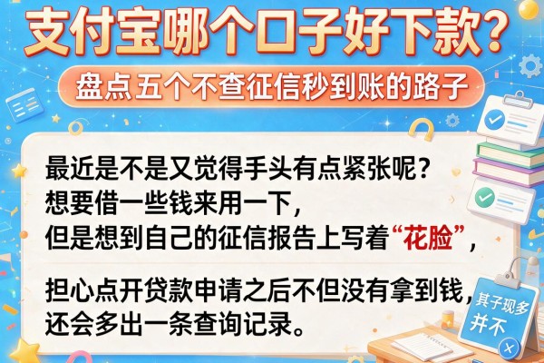 支付宝哪个口子好下款？盘点五个不查征信秒到账的路子