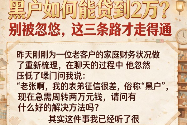 黑户如何能贷到2万？别被忽悠，这三条路才走得通