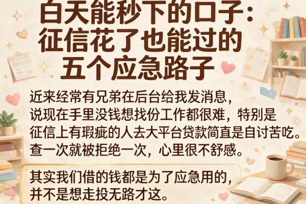 白天能秒下的口子:征信花了也能过的五个应急路子