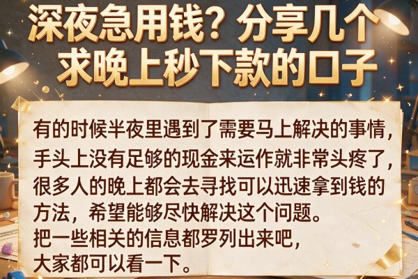 深夜急用钱？分享几个求晚上秒下款的口子