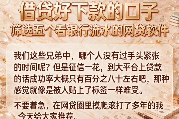 借贷好下款的口子，筛选五个看银行流水的网贷软件