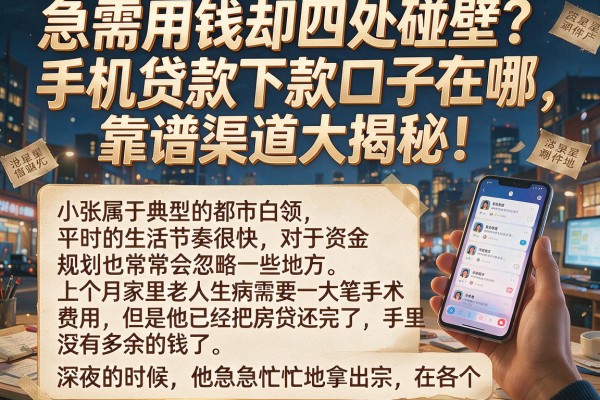 急需用钱却四处碰壁?手机贷款下款口子在哪,靠谱渠道大揭秘!