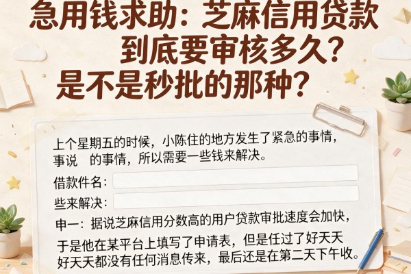 急用钱求助：芝麻信用贷款到底要审核多久？是不是秒批的那种？