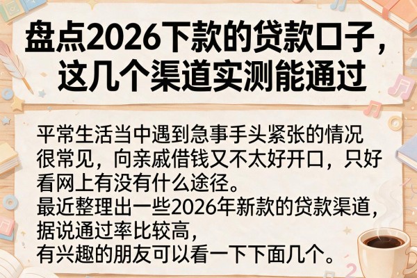 盘点2026下款的贷款口子，这几个渠道实测能通过