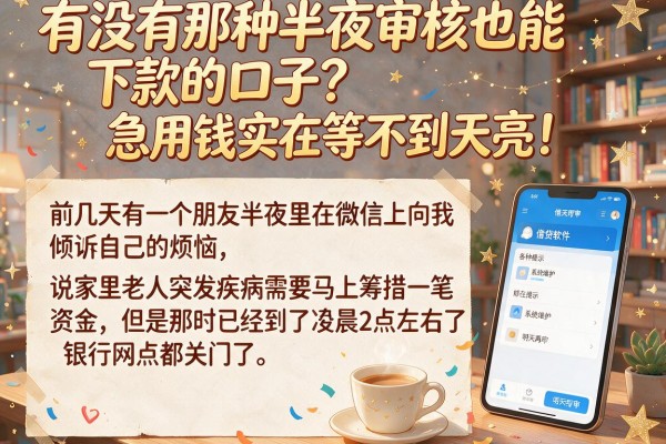有没有那种半夜审核也能下款的口子？急用钱实在等不到天亮！
