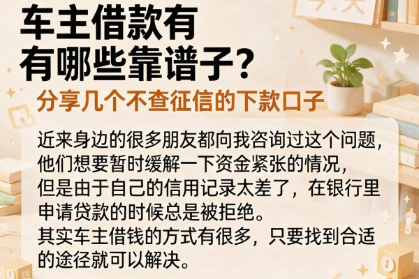 车主借款有哪些靠谱路子？分享几个不查征信的下款口子