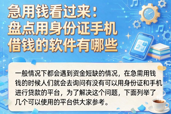 急用钱看过来：盘点用身份证手机借钱的软件有哪些
