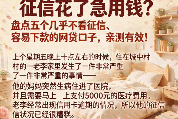 征信花了急用钱？盘点五个几乎不看征信、容易下款的网贷口子，亲测有效！