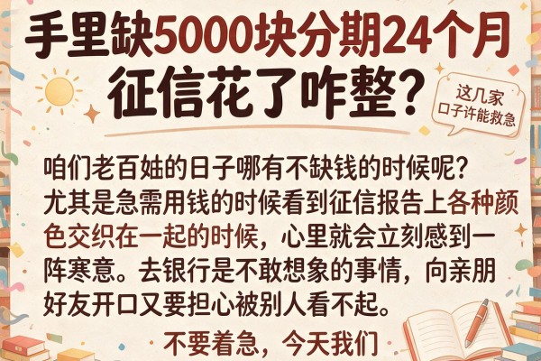 手里缺5000块分期24个月，征信花了咋整？这几家口子或许能救急