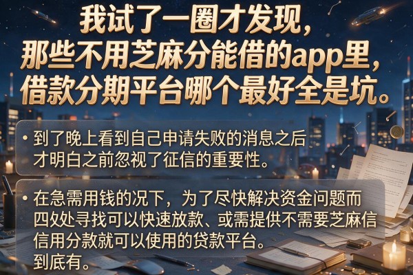 我试了一圈才发现，那些不用芝麻分能借的app里，借款分期平台哪个最好全是坑
