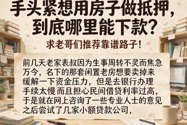 手头紧想用房子做抵押，到底哪里能下款？求老哥们推荐靠谱路子！