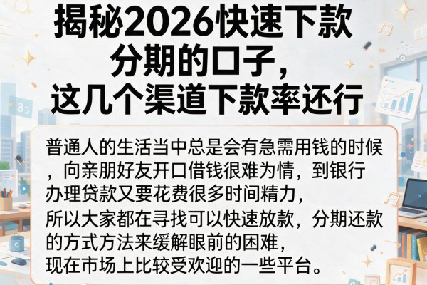 揭秘2026快速下款分期的口子，这几个渠道下款率还行