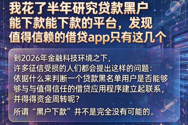 我花了半年研究贷款黑户能下款的平台，发现值得信赖的借贷app只有这几个