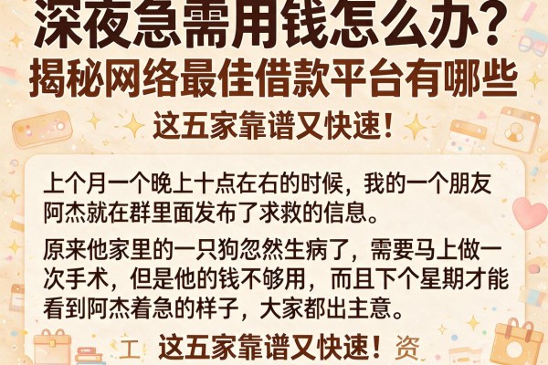 深夜急需用钱怎么办？揭秘网络最佳借款平台有哪些，这五家靠谱又快速！