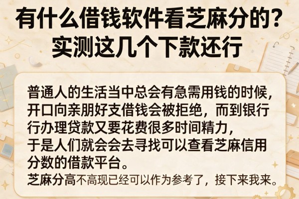 有什么借钱软件看芝麻分的？实测这几个下款还行
