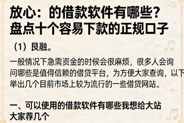 放心的借款软件有哪些？盘点十个容易下款的正规口子