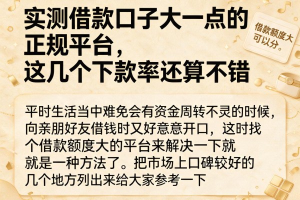 实测借款口子大一点的正规平台，这几个下款率还算不错