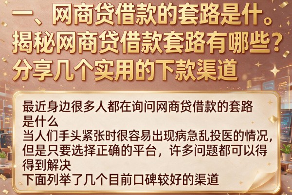揭秘网商贷借款套路有哪些，分享几个实用的下款渠道