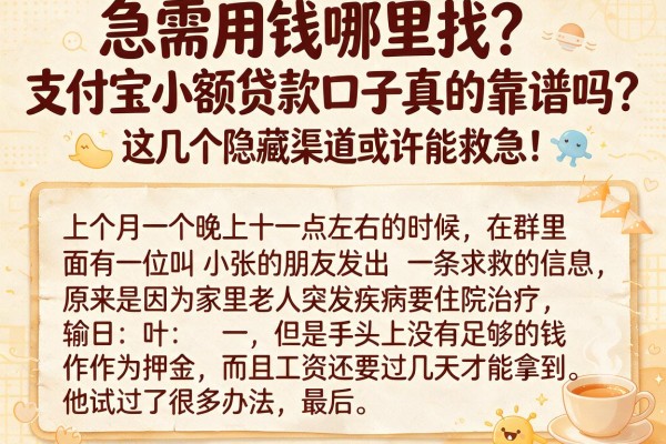 急需用钱哪里找？支付宝小额贷款口子真的靠谱吗？这几个隐藏渠道或许能救急！