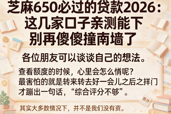 芝麻650必过的贷款2026：这几家口子亲测能下，别再傻傻撞南墙了