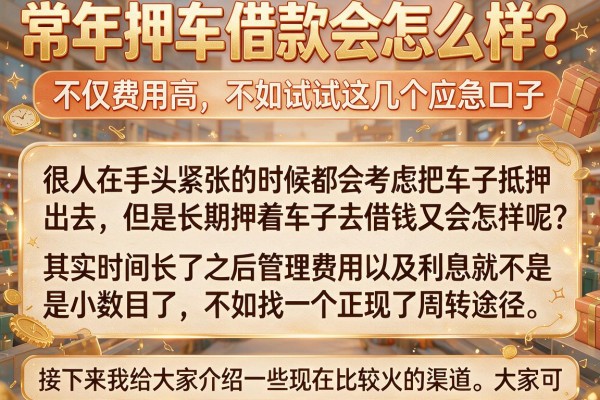 常年押车借款会怎么样？不仅费用高，不如试试这几个应急口子