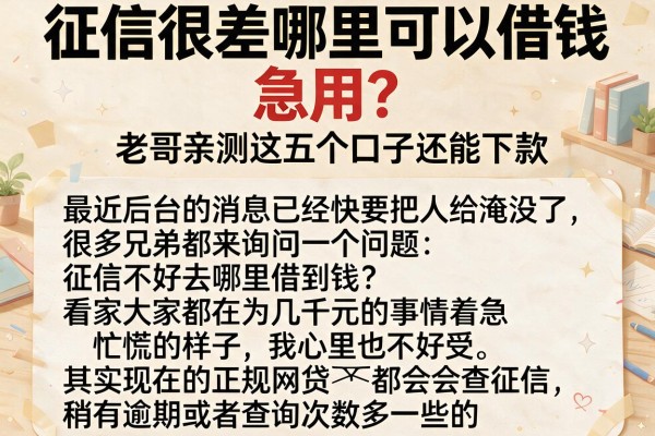 征信很差哪里可以借钱 急用？老哥亲测这五个口子还能下款
