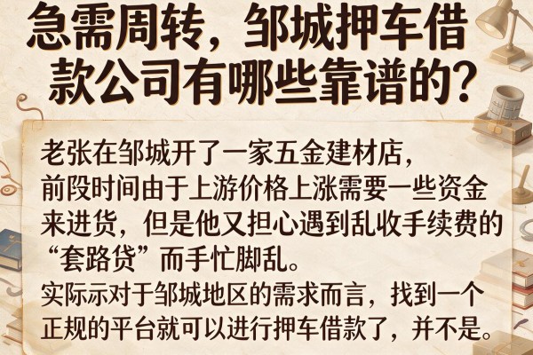 急需周转，邹城押车借款公司有哪些靠谱的？