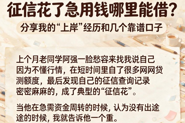 征信花了急用钱哪里能借？分享我的“上岸”经历和几个靠谱口子