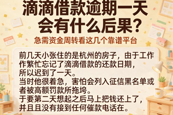 滴滴借款逾期一天会有什么后果？急需资金周转看这几个靠谱平台