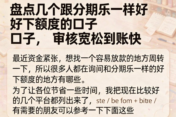 盘点几个跟分期乐一样好下额度的口子，审核宽松到账快