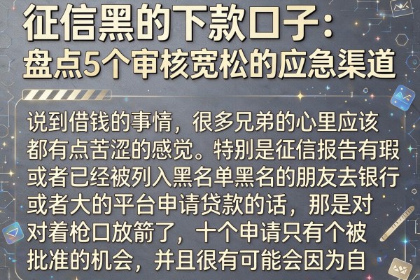 征信黑的下款口子：盘点5个审核宽松的应急渠道